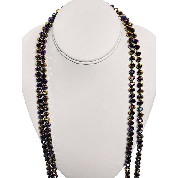 Kirks Folly Single Strand Purple Shimmer Bead Flapper Necklace (6281) - Picture 4 of 6